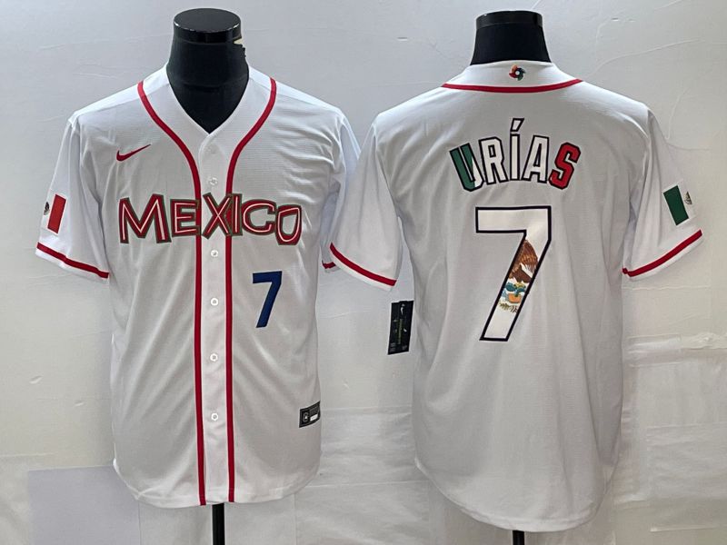 Men 2023 World Cub Mexico #7 Urias White Nike MLB Jersey66